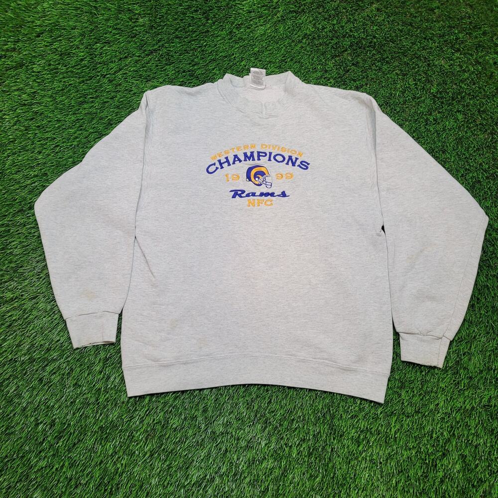 Vintage 1999 St. Louis Rams NFC Champions Sweatshirt Mens Medium Cropped Boxy